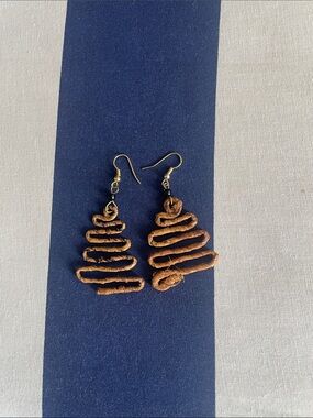 Handcrafted Brown Spiral Drop Earrings - Women Jewelry